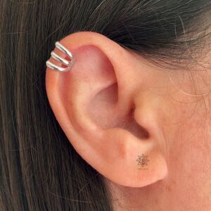 Triple Band Domed Helix Ear Cuff Sterling Silver SINGLE
